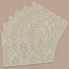 Delicate Gold Medallion Table Runner With Mats In Damask Fabric 0010