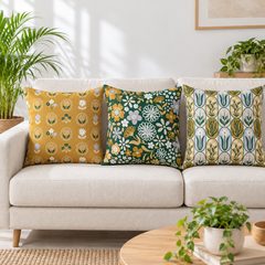 Meadow Muse Printed Cushion Covers (Pack of 3)