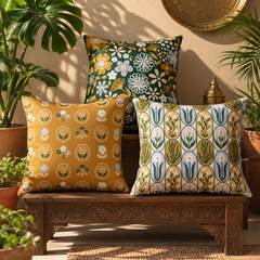 Meadow Muse Printed Cushion Covers (Pack of 3)