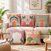 Palace of Peacocks Printed Cushion Covers (Pack of 5)
