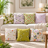Olive Wavy Floral Pattern Printed Cushion Covers (Pack of 7)