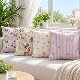 Olive Wavy Floral Pattern Printed Cushion Cover Pack of 4