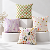 Olive Wavy Floral Pattern Printed Cushion Cover Pack of 4