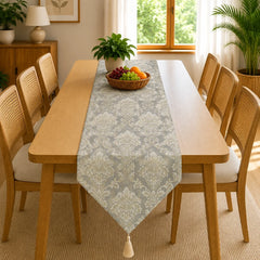 Imperial Sage Brocade Table Runner In Matelassé Fabric 008