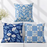Blue Daisy Floral Printed Cushion Covers Pack of 3