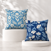 Blue Daisy Floral Printed Cushion Covers Pack of 2