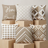 Beige Elegance Printed Cushion Covers - (Pack of 6) For Living Room, Bed Room, Home Decor