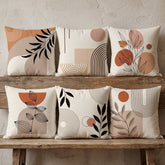 Terracotta Abstract Harmony Printed Cushion Covers - (Pack of 6) For Living Room, Bed Room, Home Decor