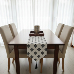 Black and White Flora Table Runner