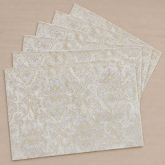 Misty Blue Heritage Table Runner With Mats In Damask Fabric 002