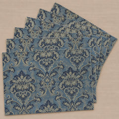 Midnight Blue Regency Table Runner With Mats In Damask Fabric 005