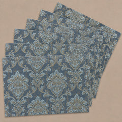 The Blue Versailles Table Runner With Mats In Damask Fabric 0011