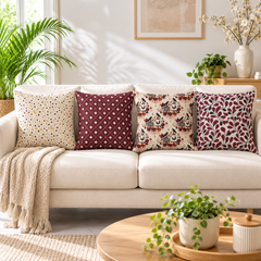 The Maroon Edit Printed Cushion Covers (Pack of 4)