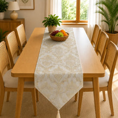Delicate Gold Medallion Table Runner In Matelassé Fabric 0010
