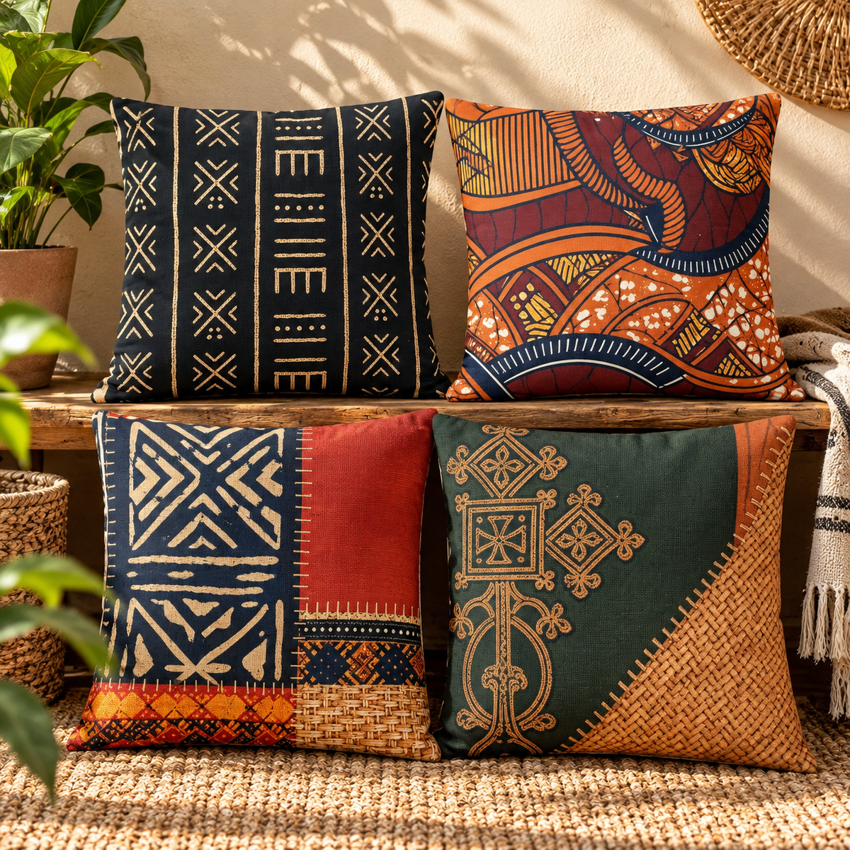 Desert Thread Printed Cushion Covers (Pack of 4)