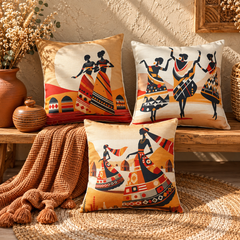 Golden Rhythms Printed Cushion Covers Pack of 3