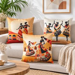 Golden Rhythms Printed Cushion Covers Pack of 3