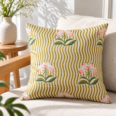 Teal Folk Floral Medallion Printed Cushion Covers (Pack of 6)