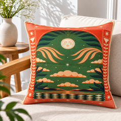 Teal Folk Floral Medallion Printed Cushion Covers (Pack of 3)