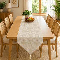 Misty Blue Heritage Table Runner In Matelassé Fabric 002