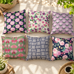 Violet Reverie Printed Cushion Covers (Pack of 6)