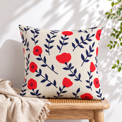 Mid-Century Floral Mixed Pattern Printed Cushion Cover Pack of 2