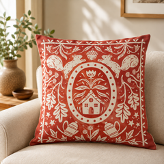 Terracotta Quatrefoil Floral Printed Cushion Covers (Pack of 2)