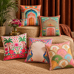 Palace of Peacocks Printed Cushion Covers (Pack of 5)