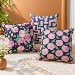 Violet Reverie  Printed Cushion Covers  (Pack of 3)