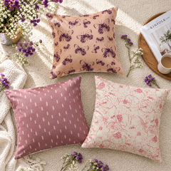 Violet Garden Printed Cushion Covers  (Pack of 3)