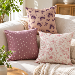 Violet Garden Printed Cushion Covers  (Pack of 3)
