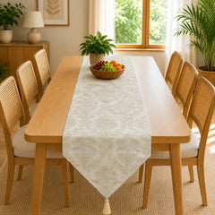 Golden Baroque Charm Table Runner In Matelassé Fabric 007