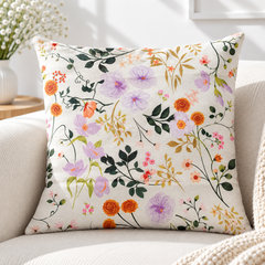 Olive Wavy Floral Pattern Printed Cushion Cover Pack of 4
