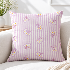 Olive Wavy Floral Pattern Printed Cushion Cover Pack of 4