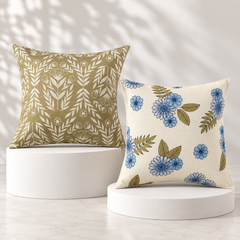Olive Leaves Pattern Printed Cushion Cover Pack of 2