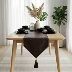 Burnt Cinnamon Leather Table Runner