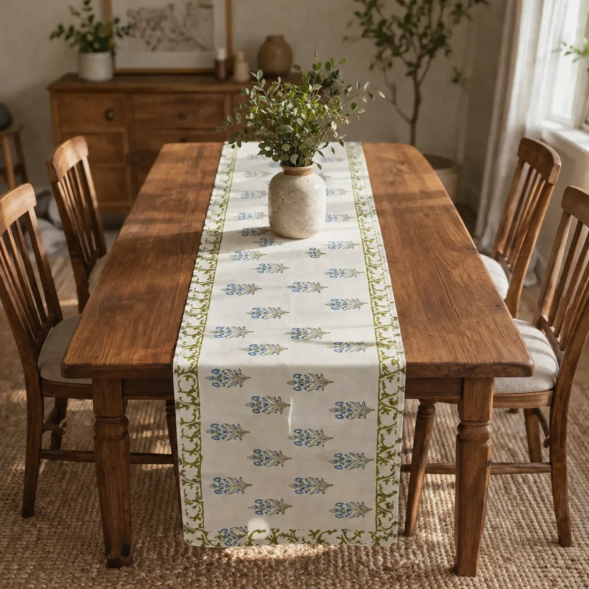 Azure Bloom Table Runner