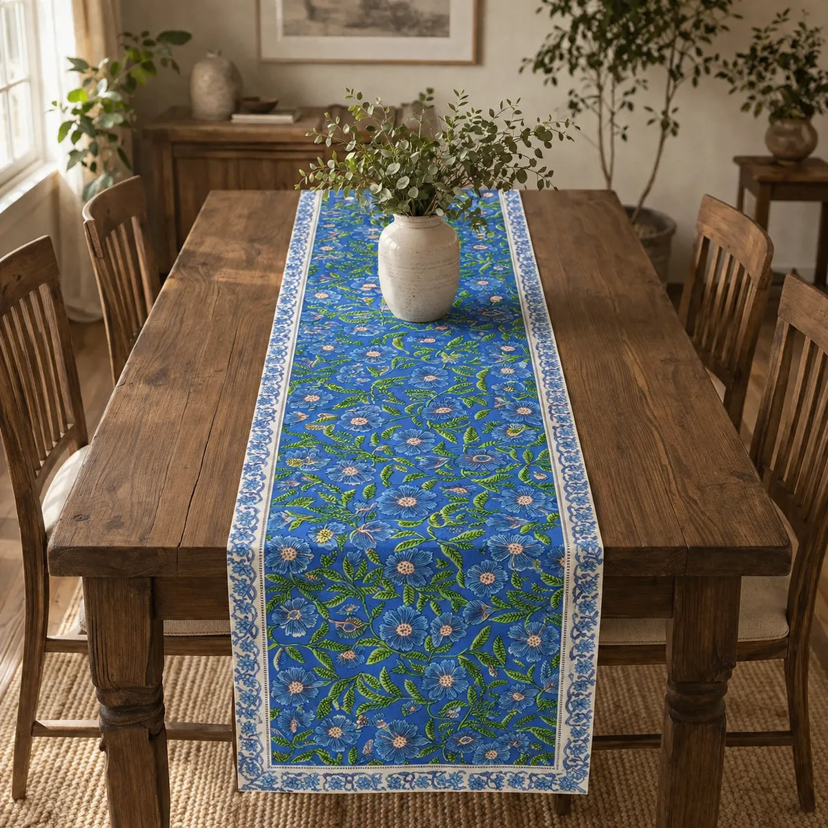 Royal Blue Botanical Table Runner