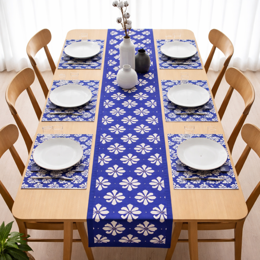 Azure Wave Table runner with Mats