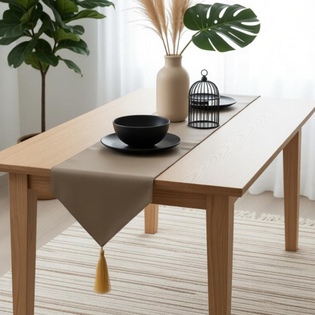 Desert Sand Leather Table Runner