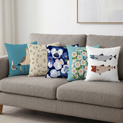 Aqua Garden Living Printed Cushion Covers - (Pack of 5) For Living Room, Bed Room, Home Decor