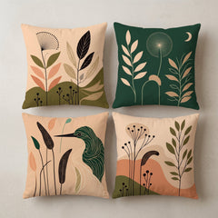 Designer Nature Inspired Printed Cushion Covers - (Pack of 4) For Living Room, Bed Room, Home Decor