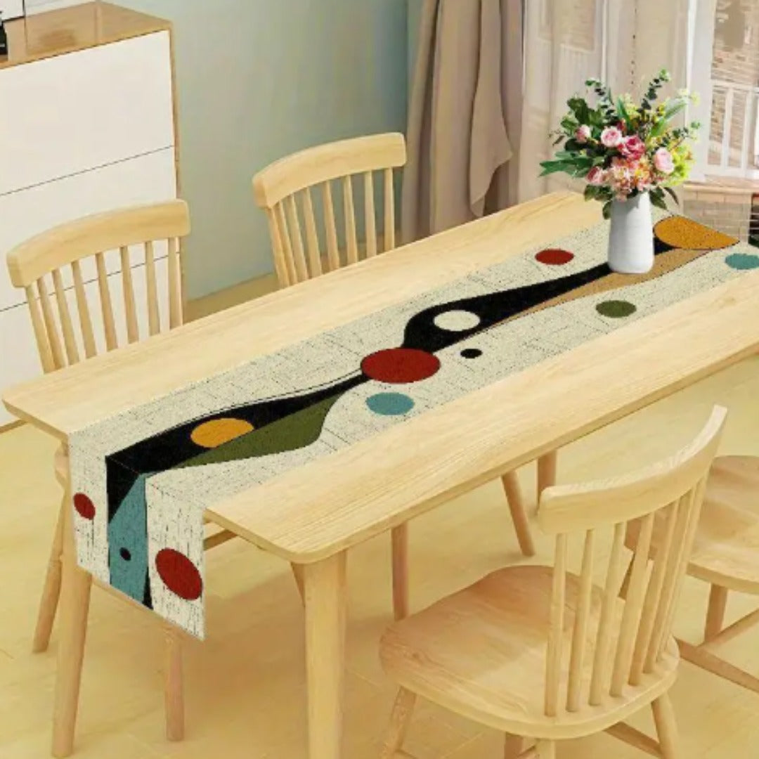 Chic Geometric Linen Table Runner